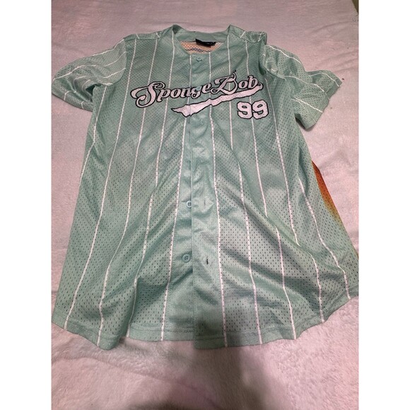 SpongeBob SquarePants Nickelodeon #99 Baseball Jersey Teal Blue • Medium - Picture 1 of 8